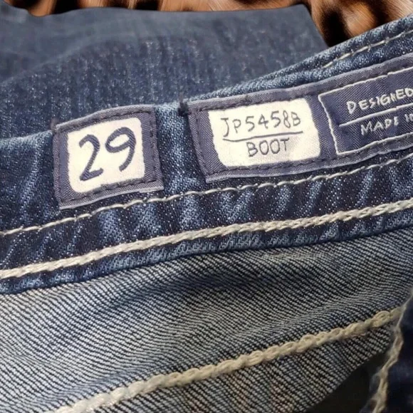 Miss Me Dark Blue Boot Cut Jeans with Embroidered Butterfly Pockets - Picture 3 of 5